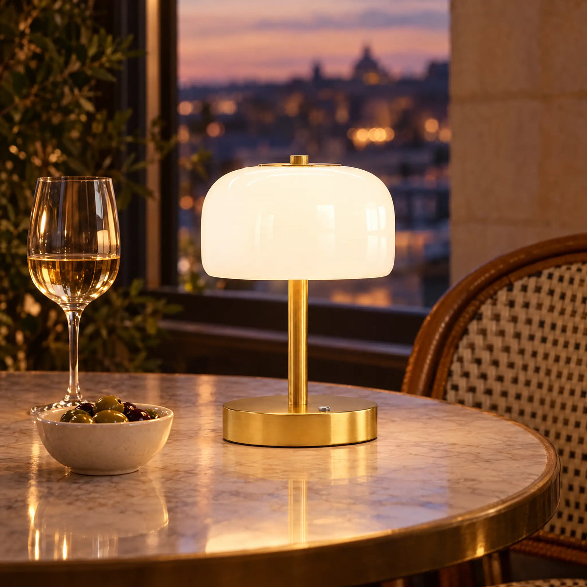 Glass Shade Cordless Table Lamp
