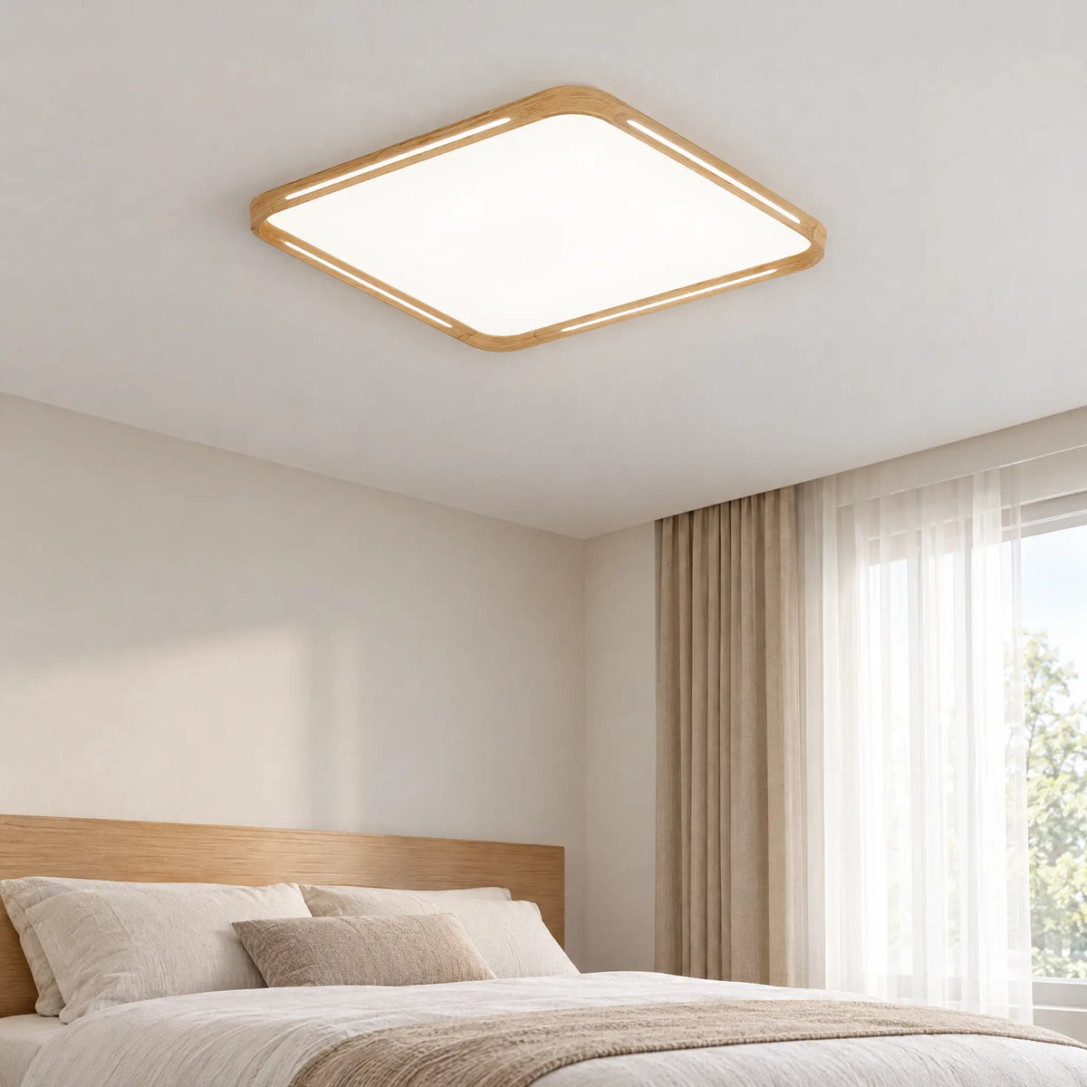 Slim Wood-Grain Flush Mount - 20.47 x 20.47 in
