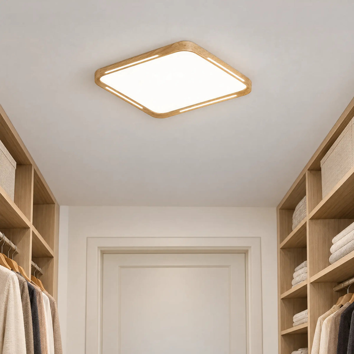 Slim Wood-Grain Flush Mount - 14.96 x 14.96 in