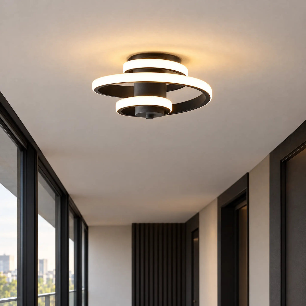 Spiral LED Ceiling Light - Black