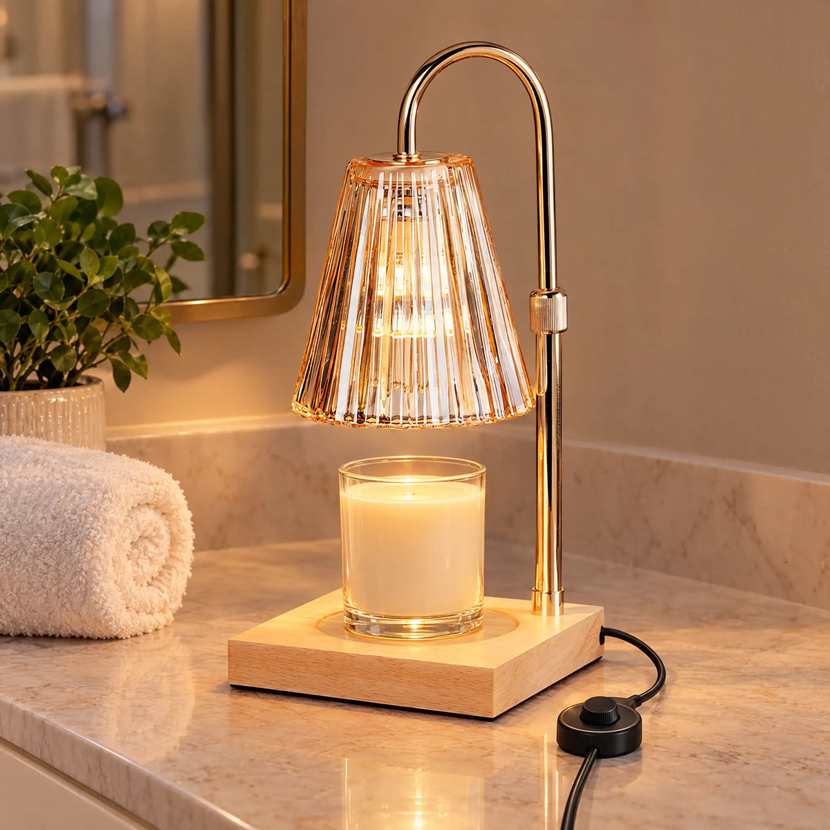 Candle Warmer Lamp A-2 Amber Striped - Dimmer