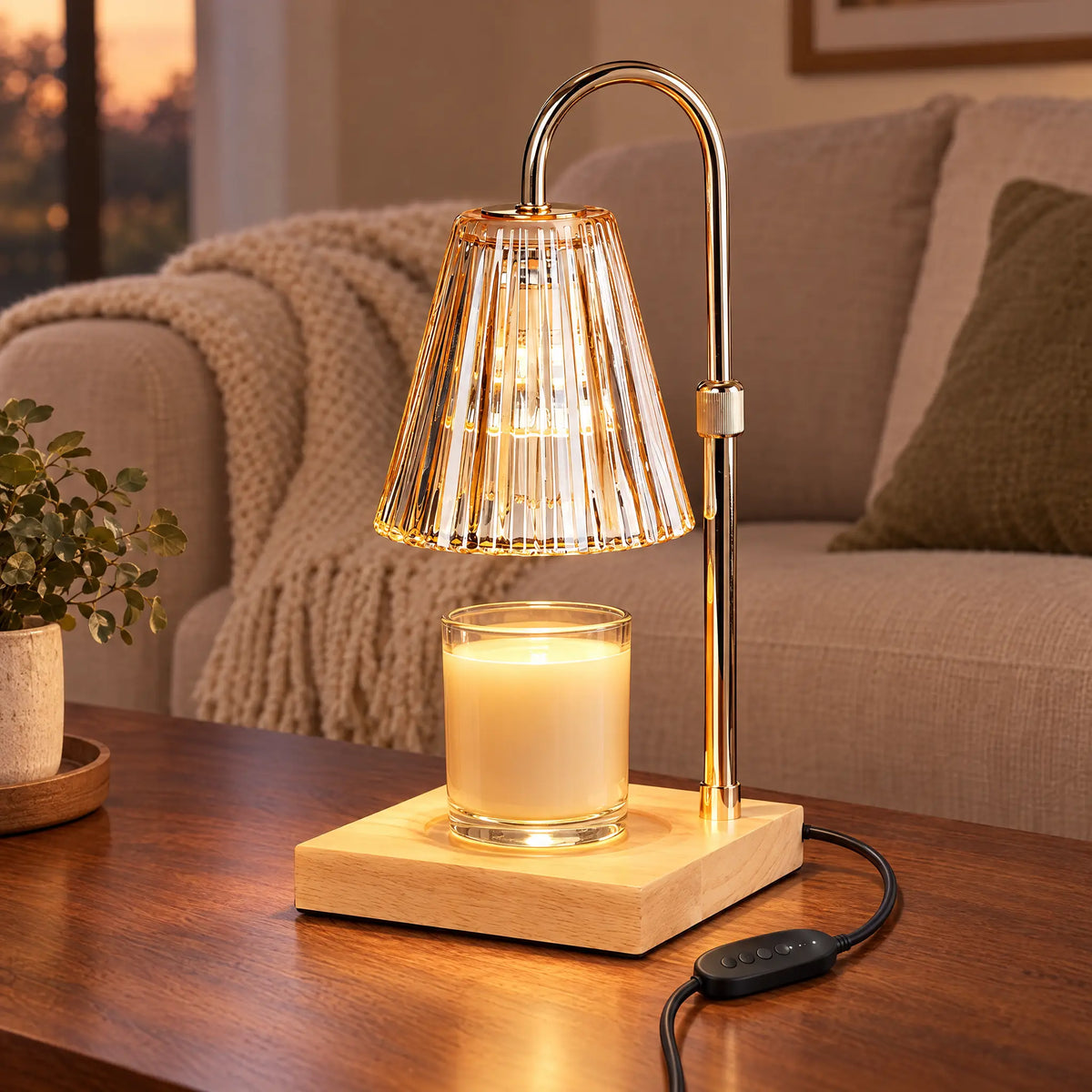 Candle Warmer Lamp A-2 Amber Striped - Timer