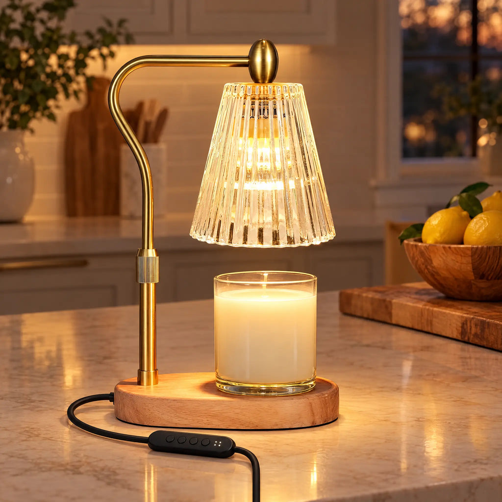 Candle Warmer Lamp A-3 Transparent Striped, Copper - Timer