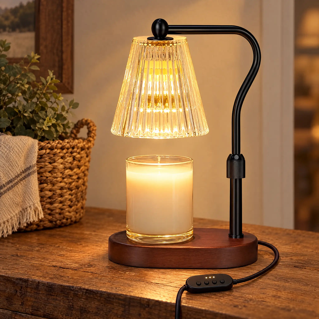 Candle Warmer Lamp A-3 Transparent Striped, Bronze-Black - Timer