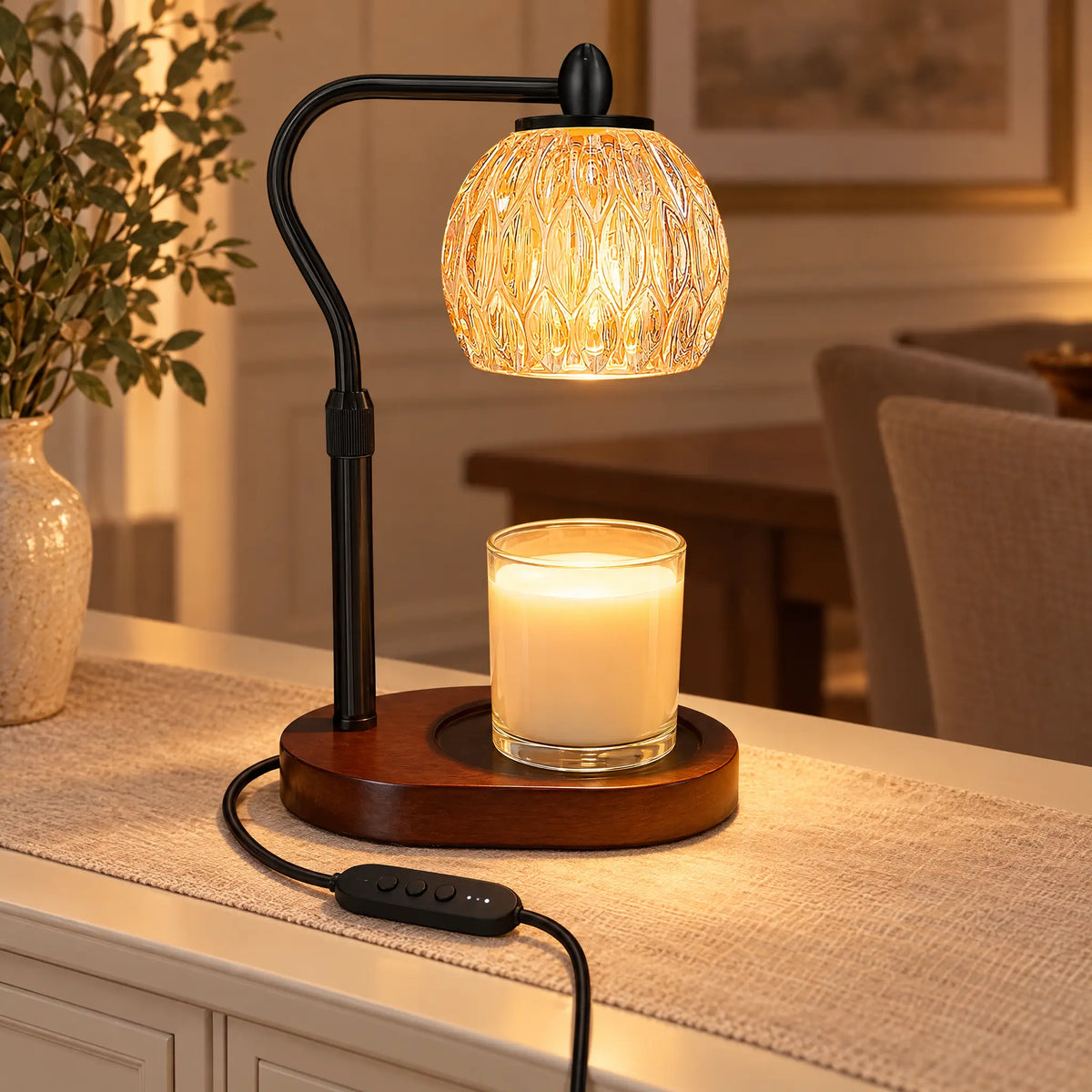Candle Warmer Lamp A-5 Amber Ball, Copper-Black - Timer