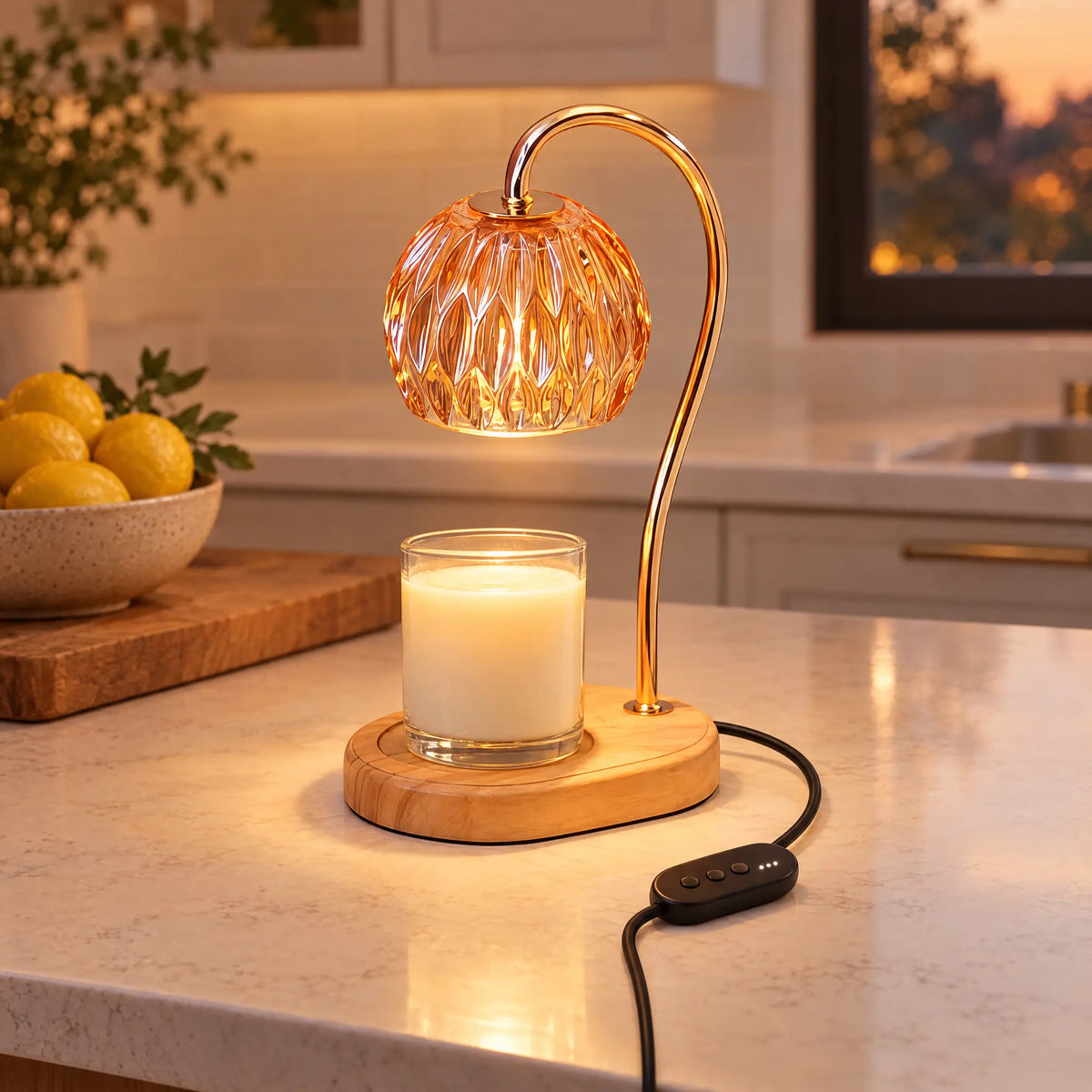 Candle Warmer Lamp A-6 Amber Ball, Oval Base - Timer