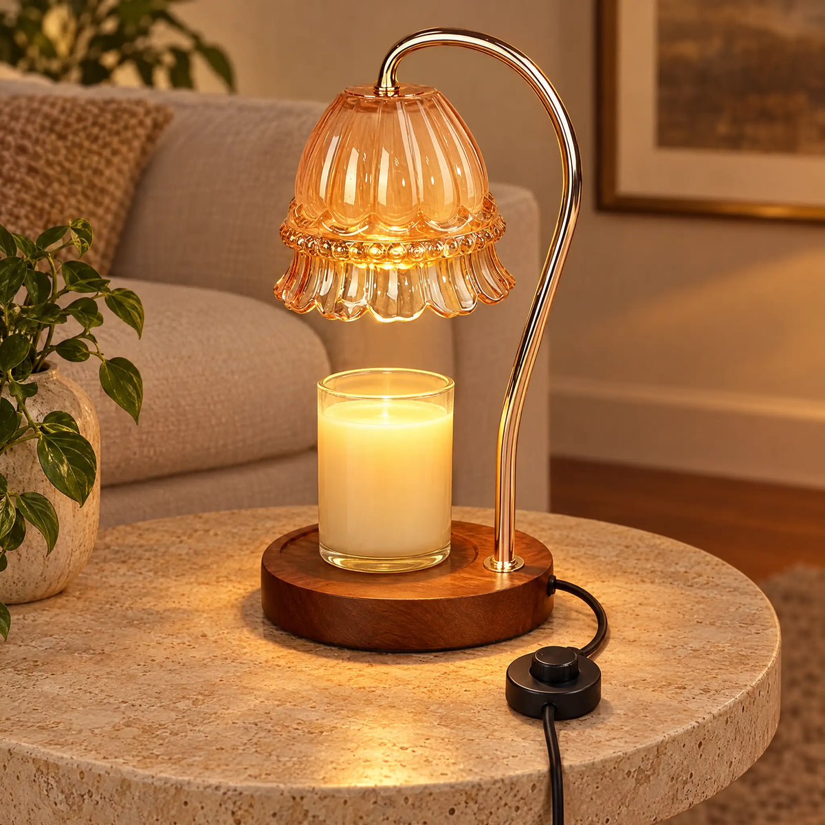 Candle Warmer Lamp A-8 Amber Flower - Dimmer