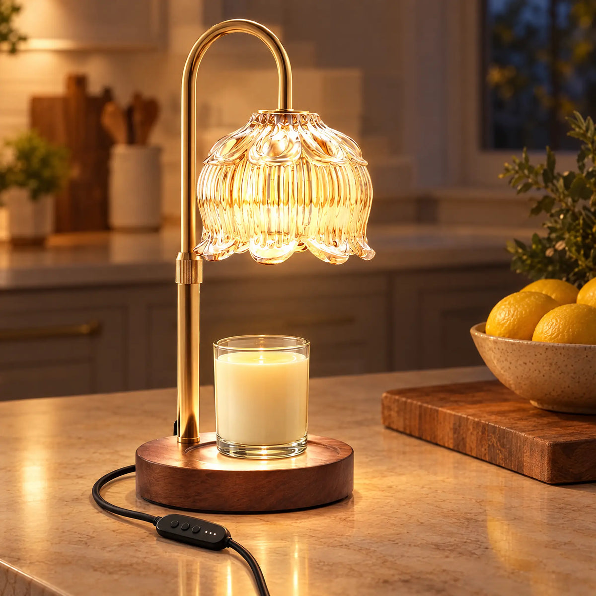 Candle Warmer Lamp A-11 Amber Lotus, Adjustable - Timer