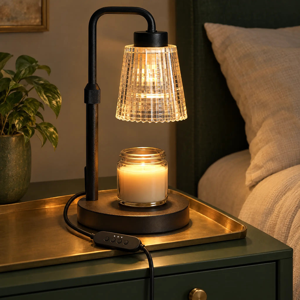 Candle Warmer Lamp A-13 Transparent Striped, Black - Timer
