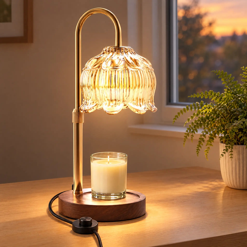 Candle Warmer Lamp A-11 Amber Lotus, Adjustable - Dimmer