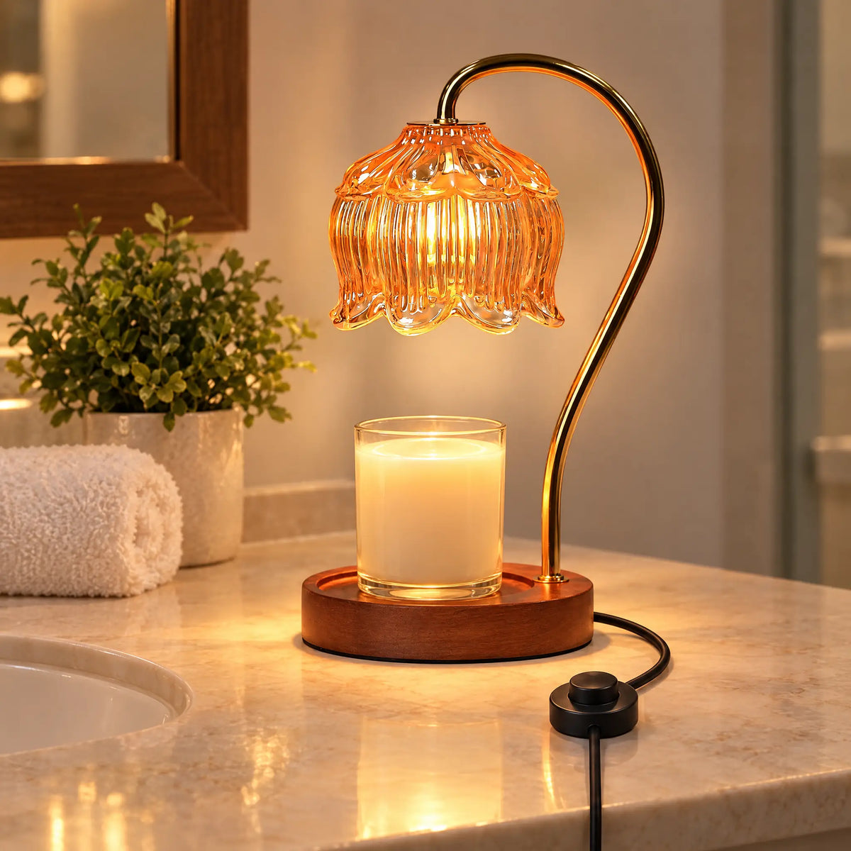 Candle Warmer Lamp A-10 Amber Lotus - Dimmer