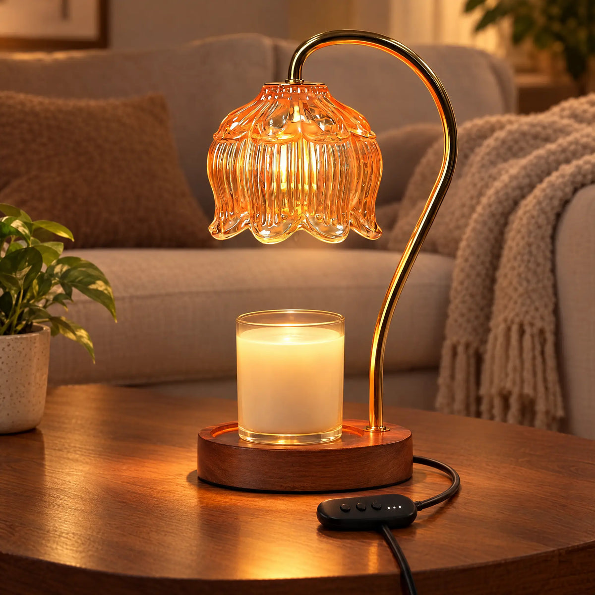 Candle Warmer Lamp A-10 Amber Lotus - Timer