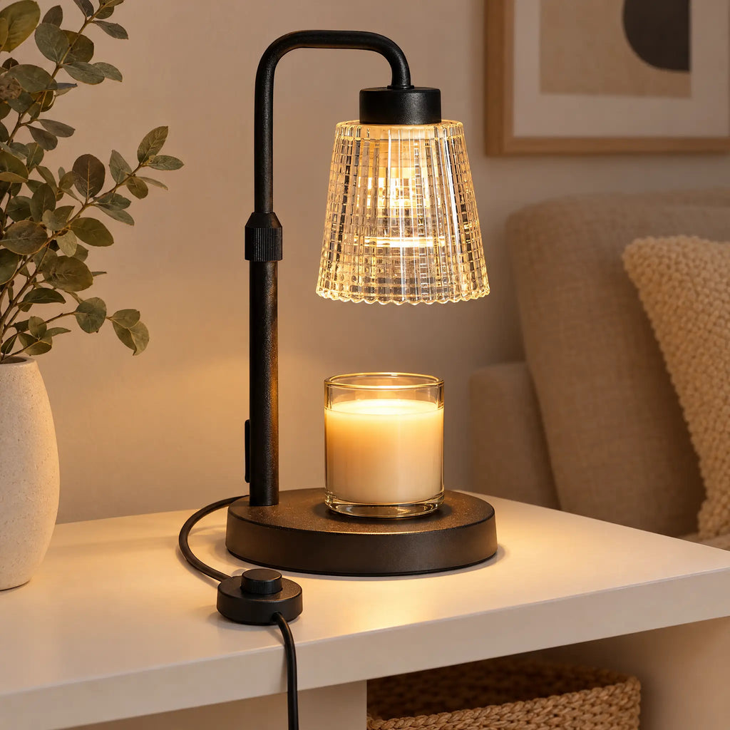 Candle Warmer Lamp A-13 Transparent Striped, Black - Dimmer