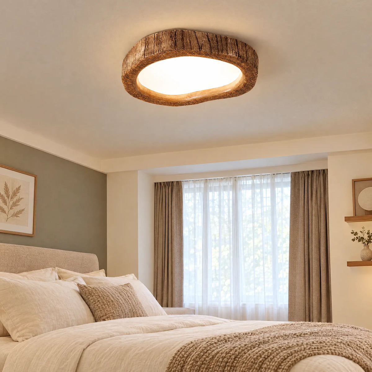 Wood-Tone Resin Flush Mount - Medium
