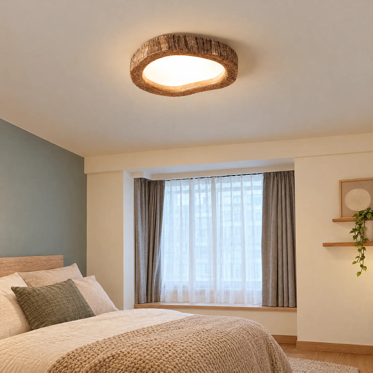 Wood-Tone Resin Flush Mount - Small