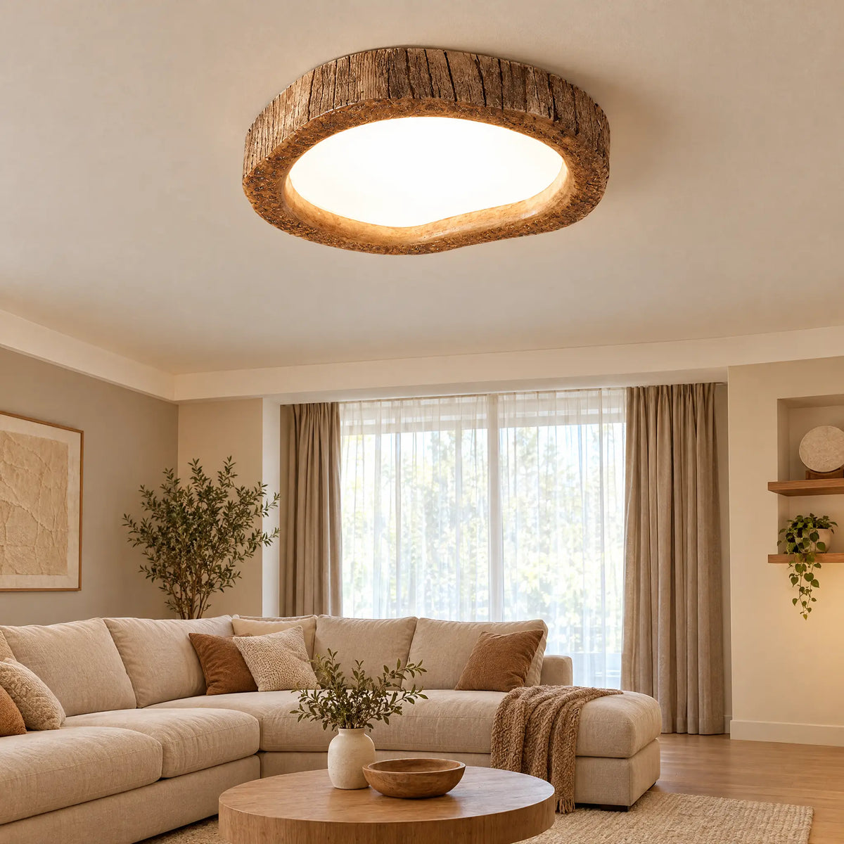 Wood-Tone Resin Flush Mount - Large