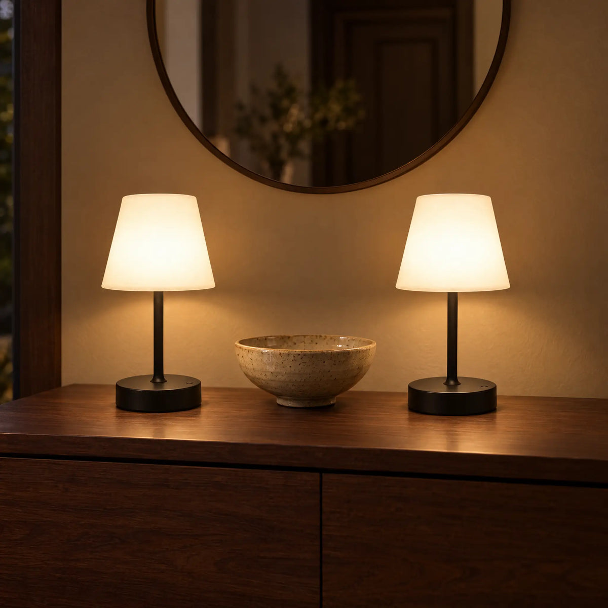 Cordless Table Lamp - Black, Set of 2