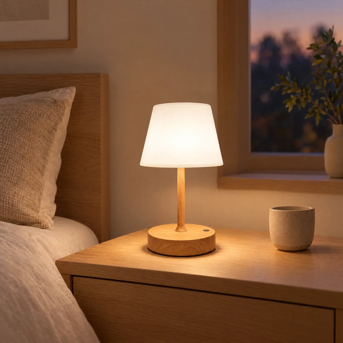 Cordless Table Lamp - Light Wood