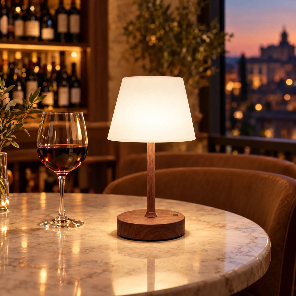 Cordless Table Lamp - Dark Wood