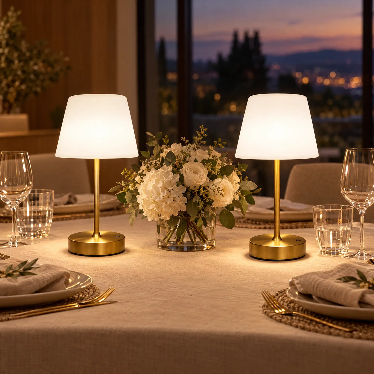 Cordless Table Lamp - Gold, Set of 2