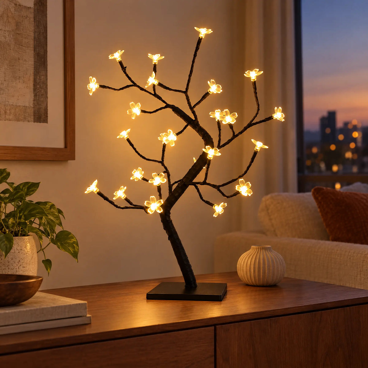 Cherry Blossom LED Tree - Black, 24 Lights