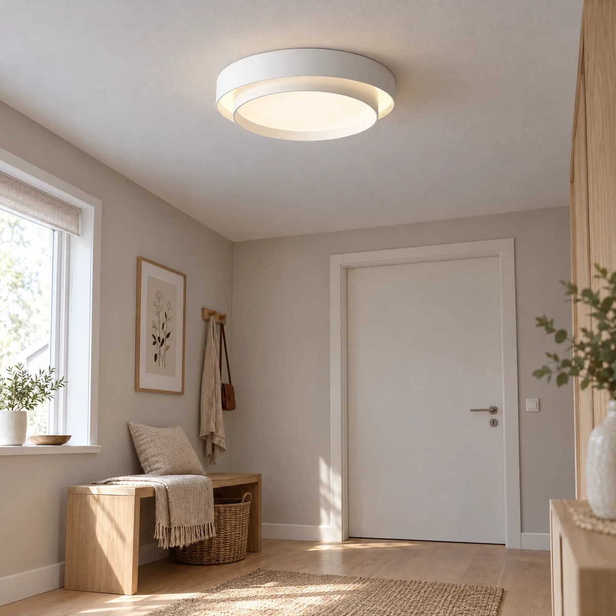 Two-Tier Round LED Flush Mount Ceiling Light - White 19.69 in