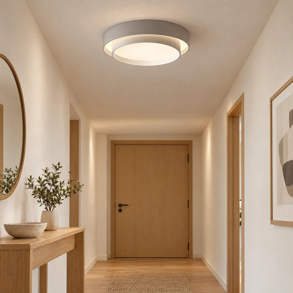Two-Tier Round LED Flush Mount Ceiling Light - Gray 15.75 in
