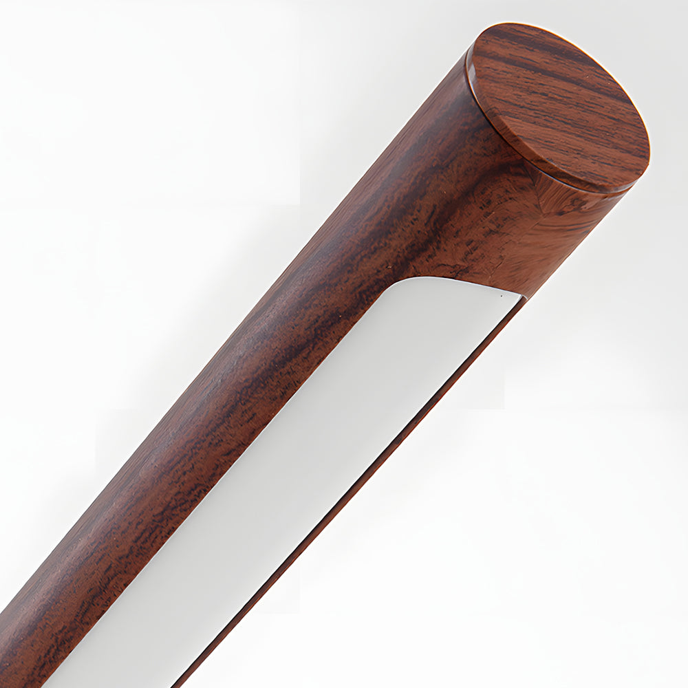 Modern Linear LED Desk Lamp with Wood & Brass Finish, USB Port