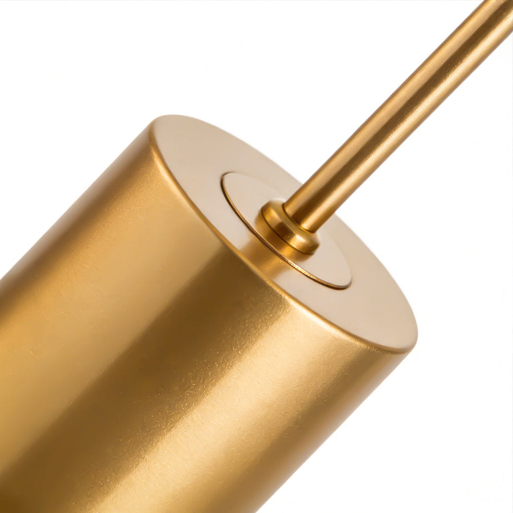 Modern Linear LED Desk Lamp with Wood & Brass Finish, USB Port