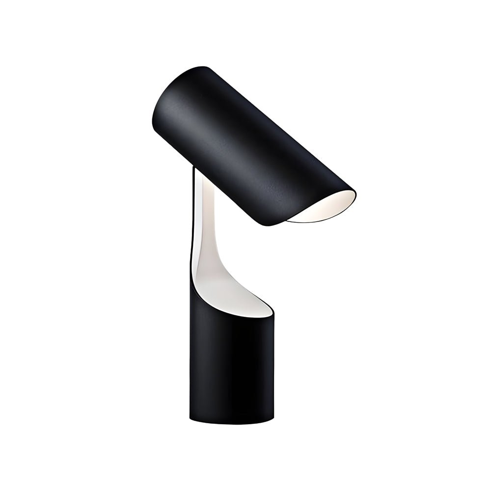 Modern LED Table Lamp with Fabric Shade, Black Metal Base, White Light
