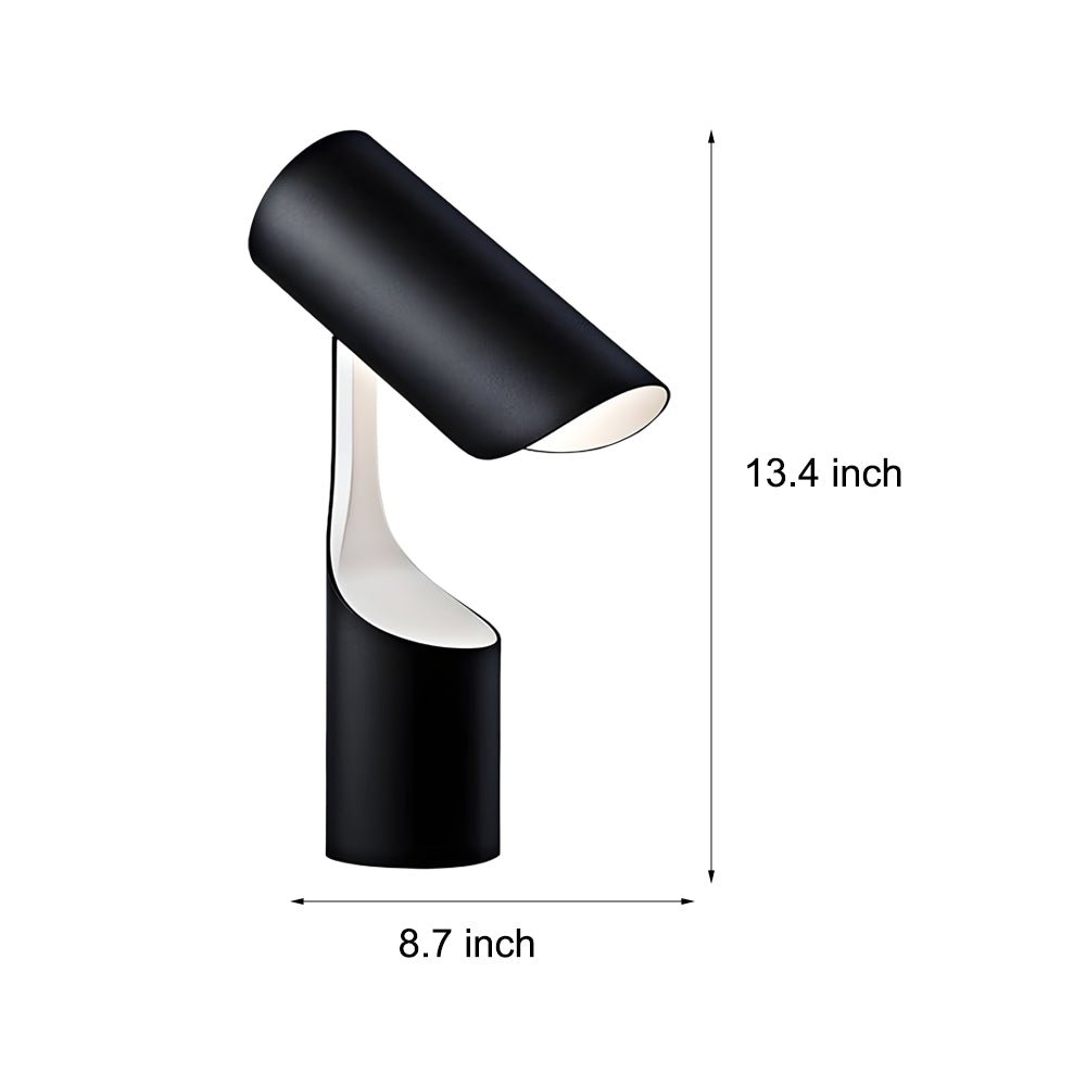 Modern LED Table Lamp with Fabric Shade, Black Metal Base, White Light