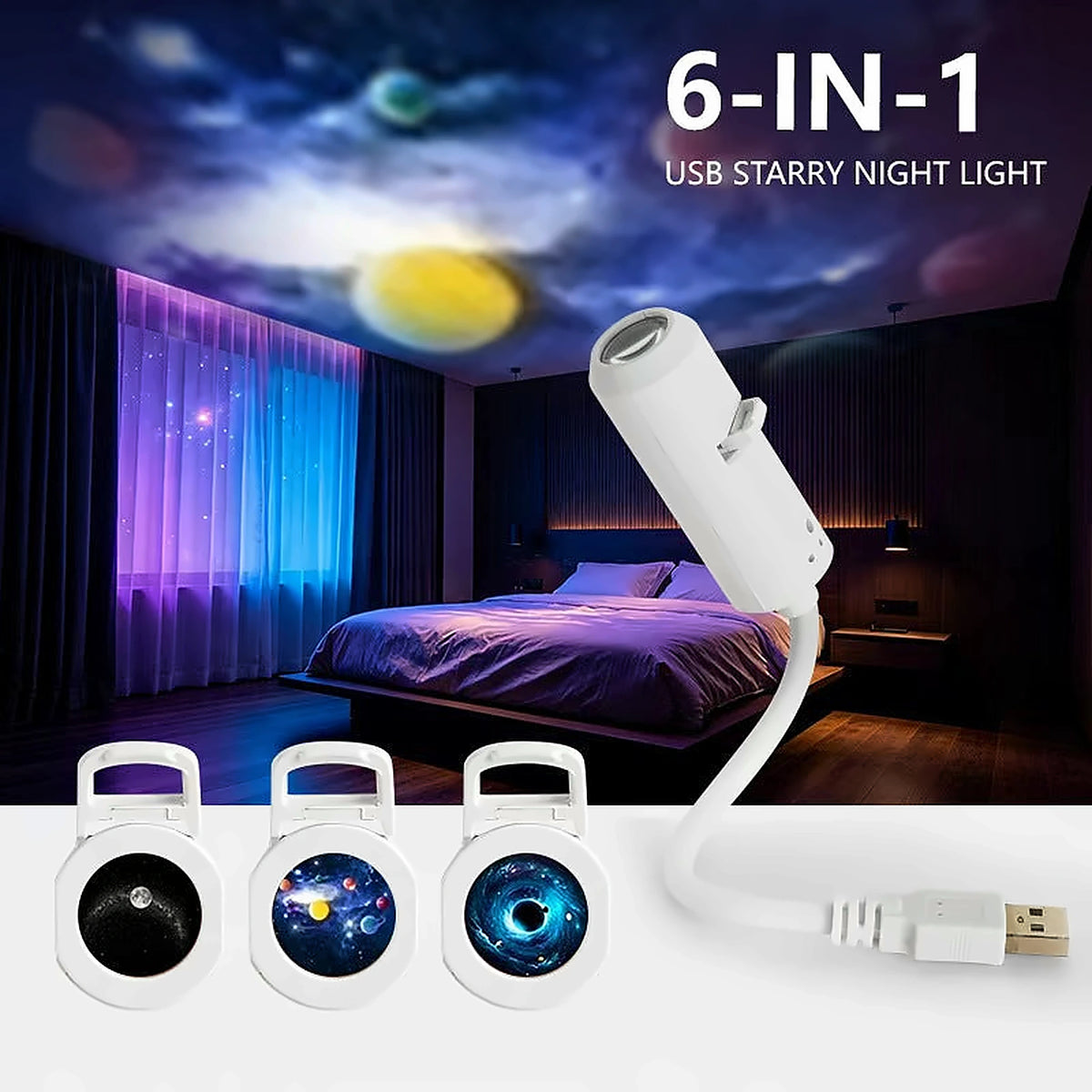 Star Projector Night Light - Q6 Projection 3 Images