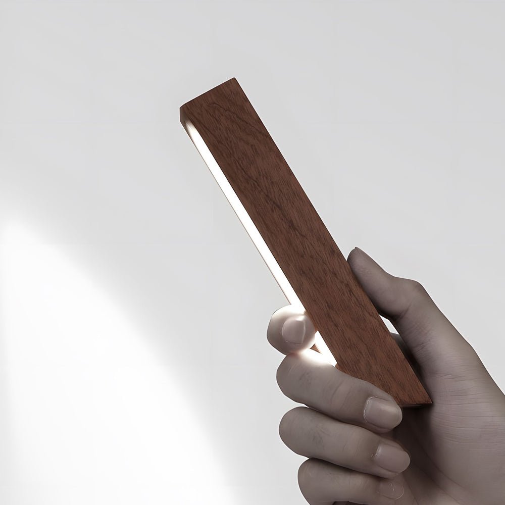 Rechargeable LED Wooden Bedside Table Lamp, Touch Control, Magnetic Base, 5000K Natural Light