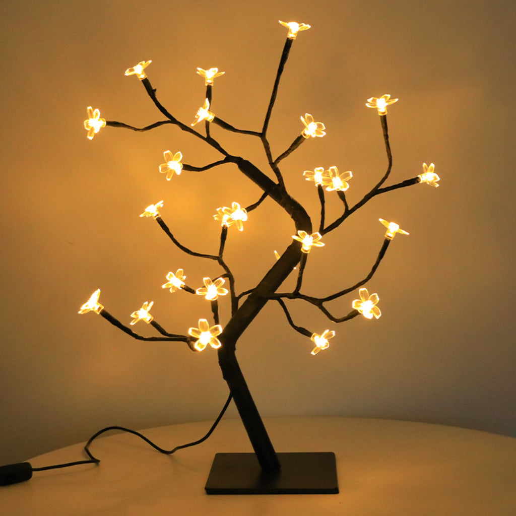 USB Cherry Blossom Tree Lamp – 24/48 LED Decorative Night Light for Bedroom & Holiday Décor Velumoza