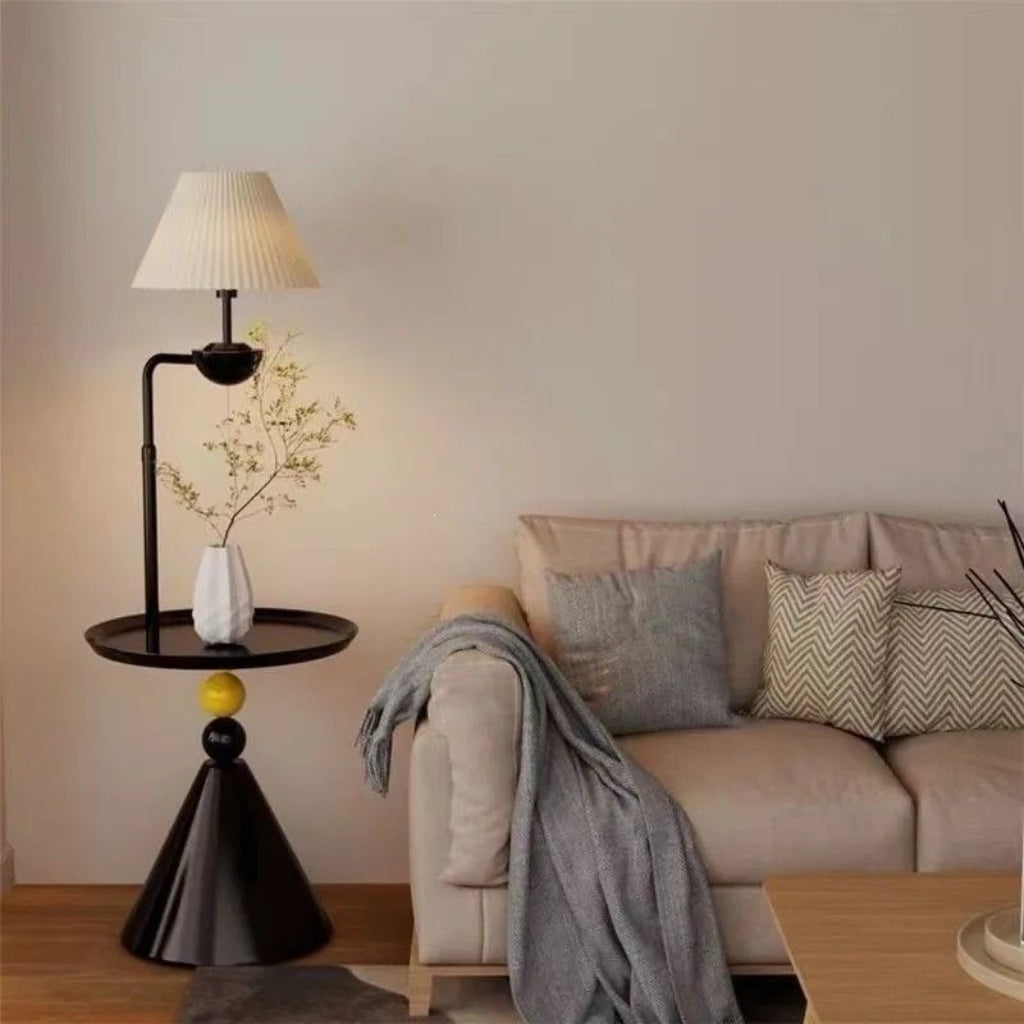 Modern Smart LED Floor Lamp with Side Shelf, Dimmable Standing Lamp, 110V US Plug, Touch Control & Remote