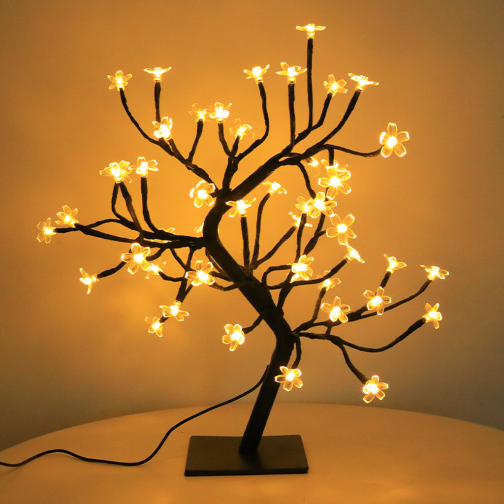 USB Cherry Blossom Tree Lamp – 24/48 LED Decorative Night Light for Bedroom & Holiday Décor Velumoza
