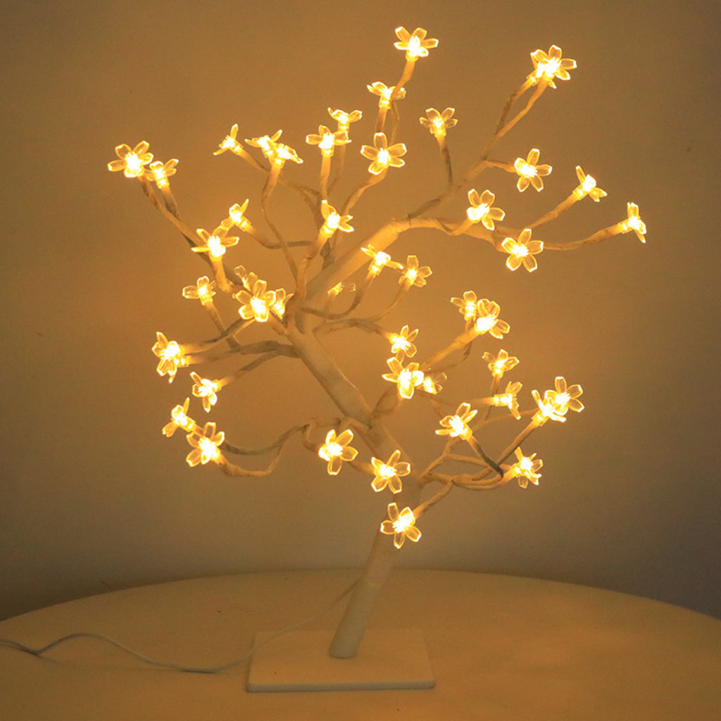 USB Cherry Blossom Tree Lamp – 24/48 LED Decorative Night Light for Bedroom & Holiday Décor Velumoza