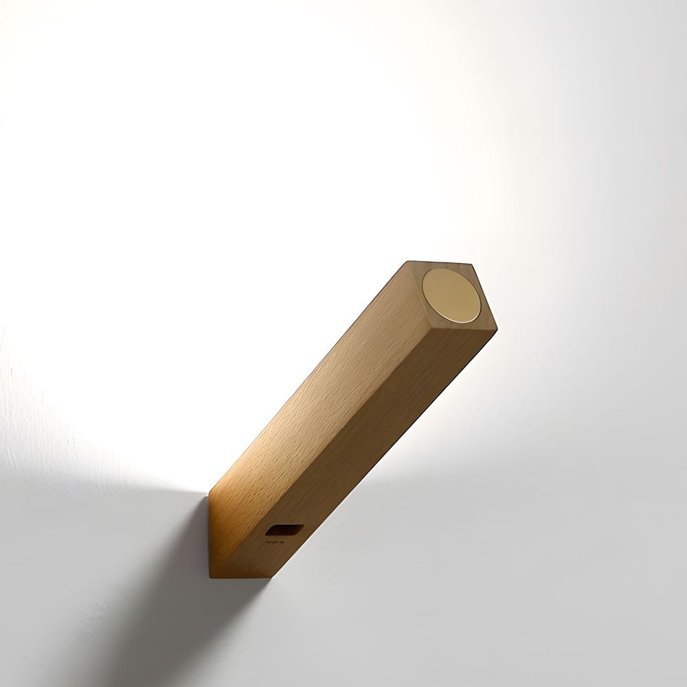 Rechargeable LED Wooden Bedside Table Lamp, Touch Control, Magnetic Base, 5000K Natural Light