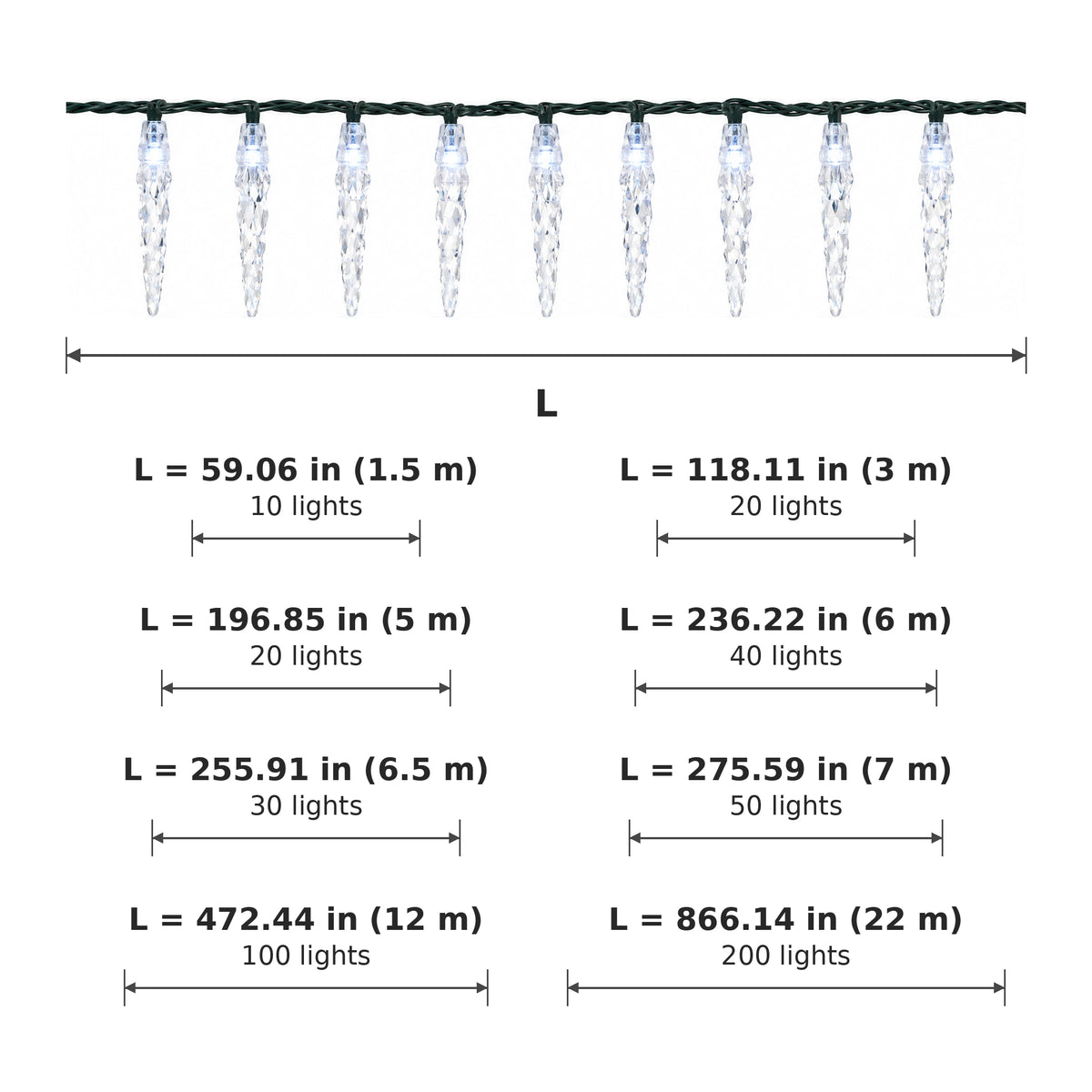 Product dimensions and size options