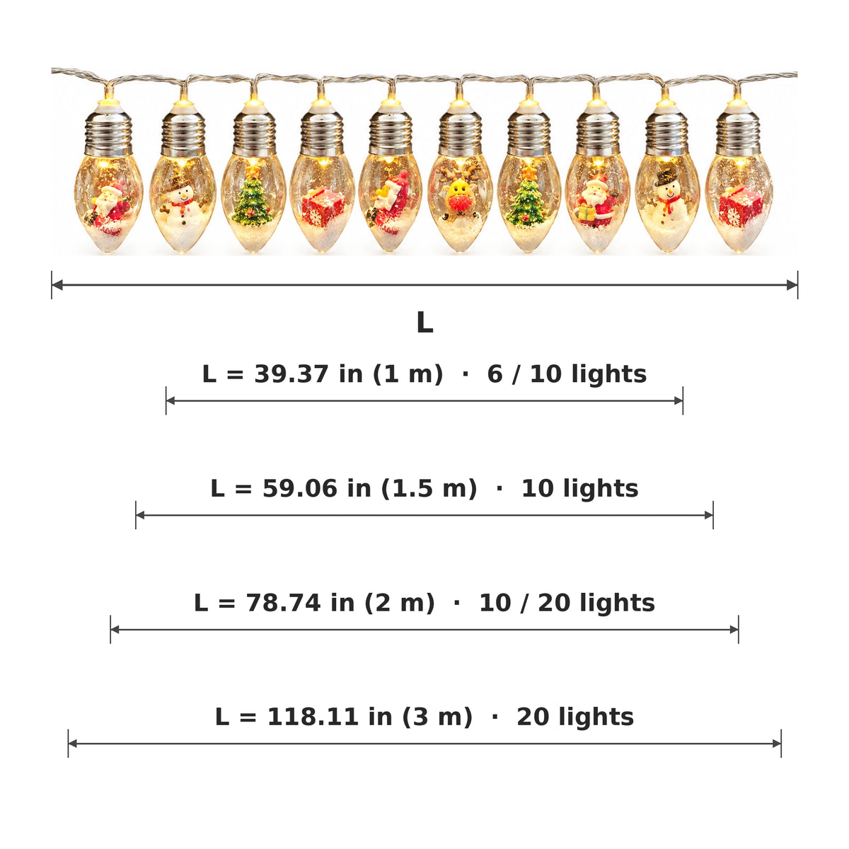 Product dimensions and size options