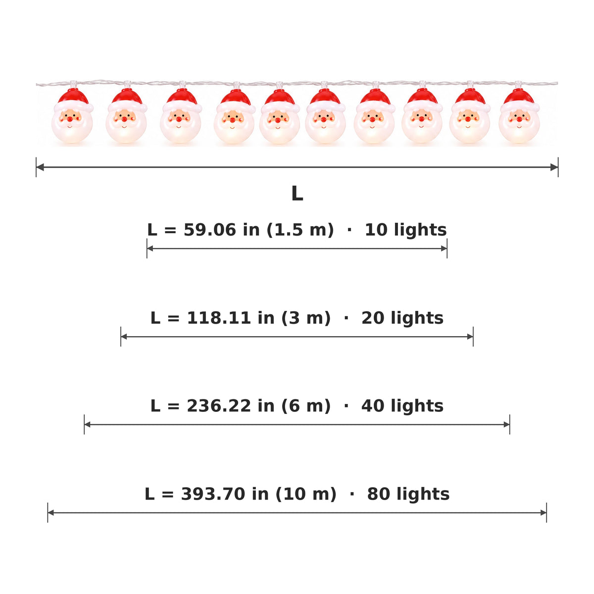 Product dimensions and size options