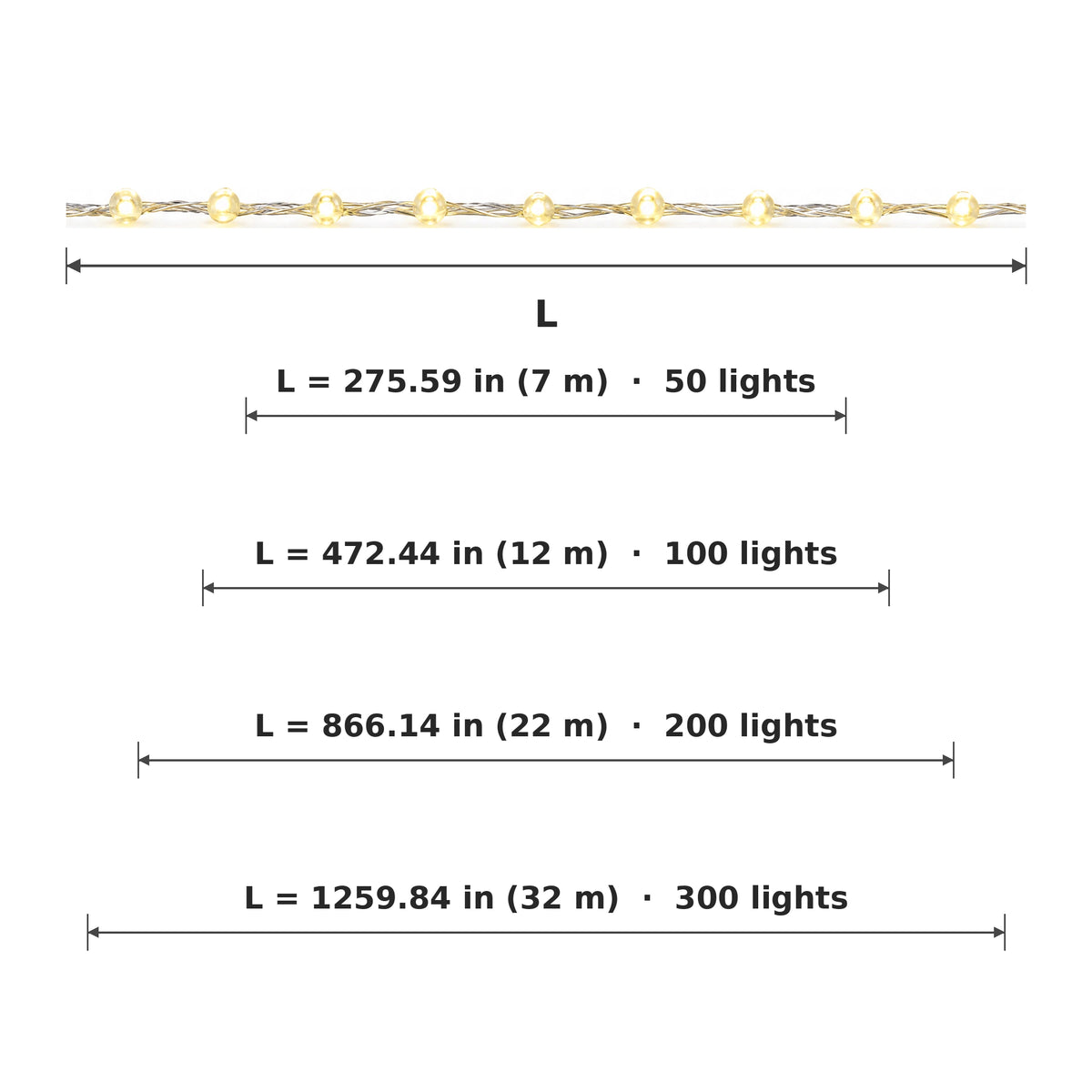 Product dimensions and size options
