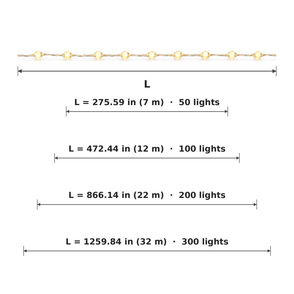 Product dimensions and size options