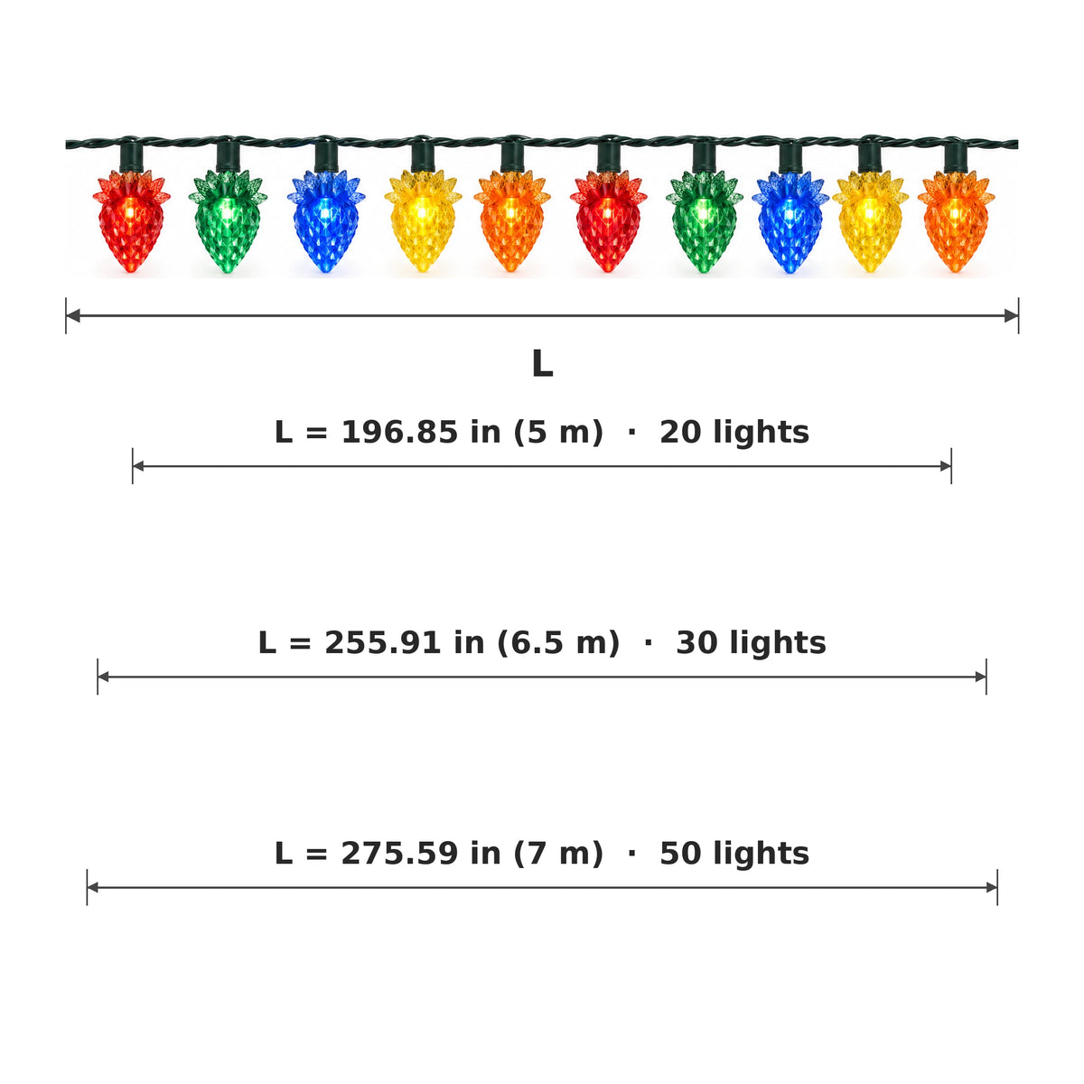 Product dimensions and size options
