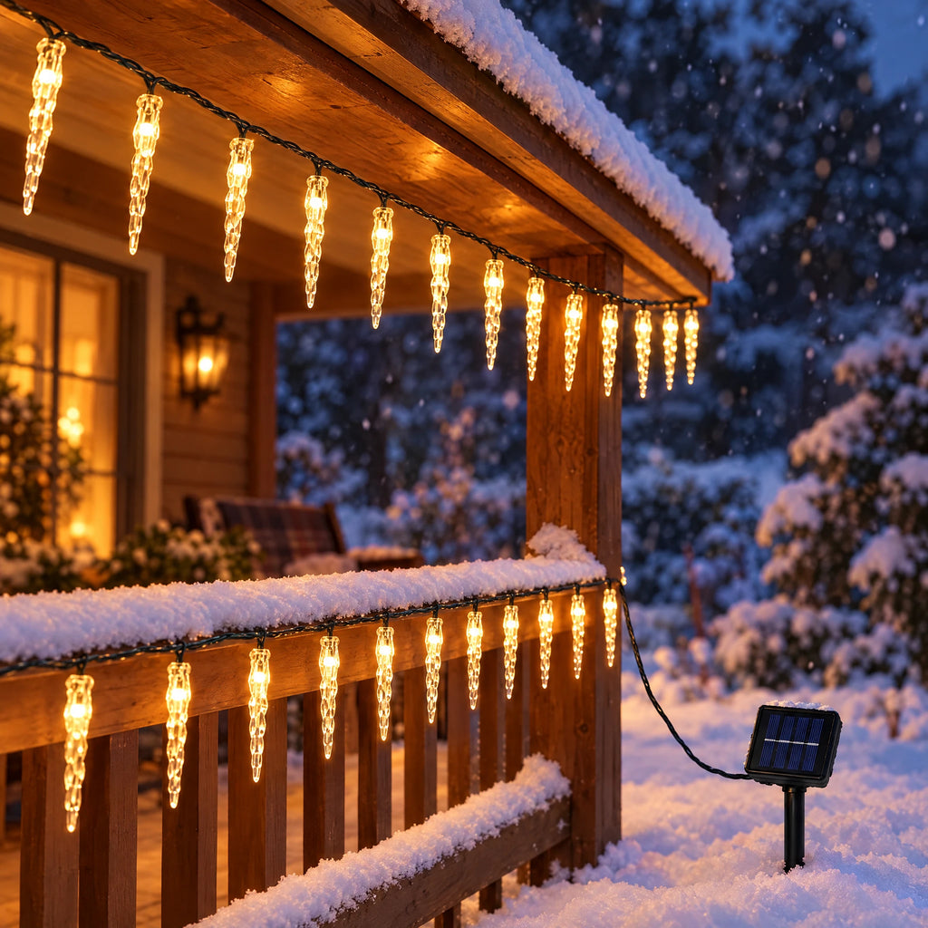 Icicle string lights - Warm Light, Solar