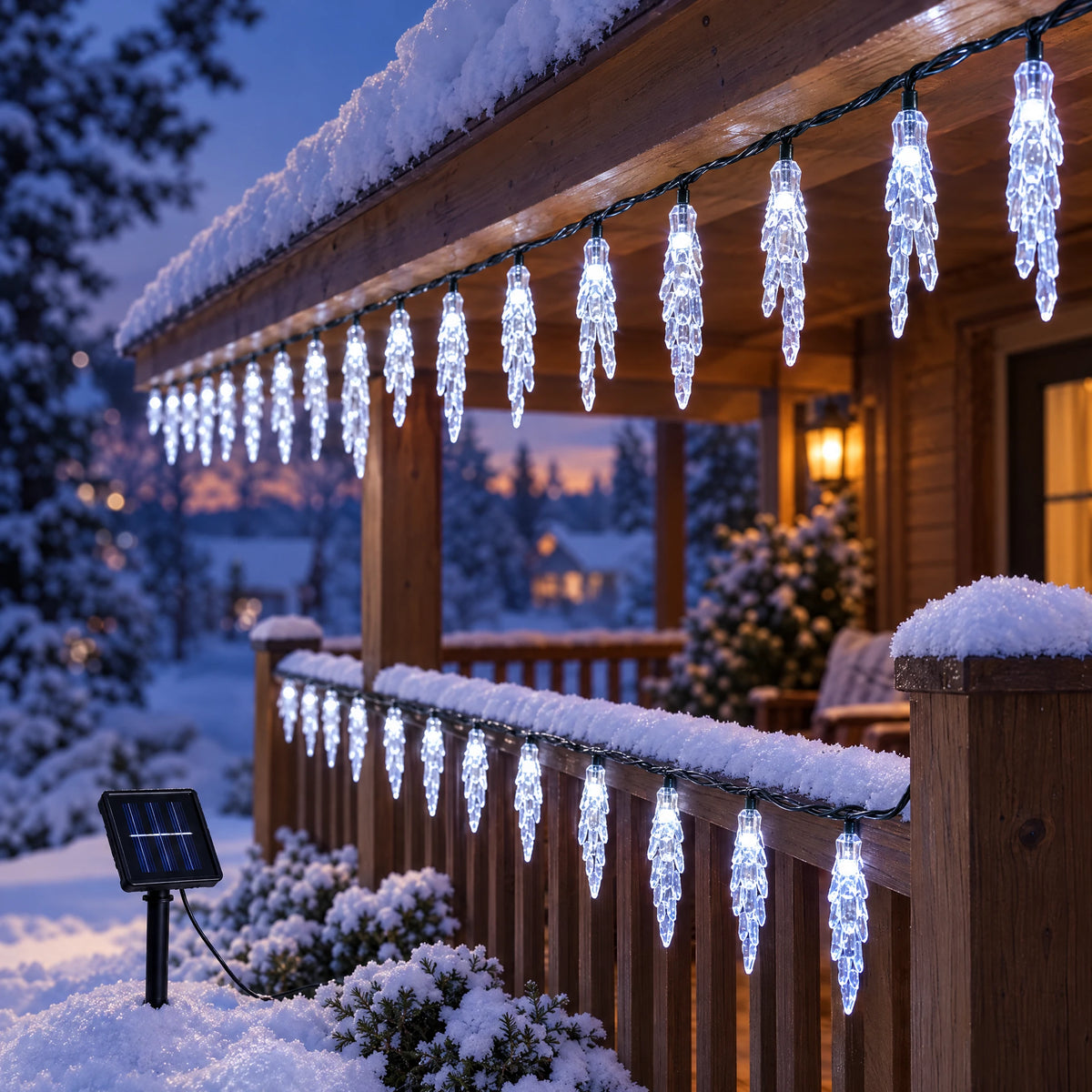 Icicle string lights - White Light, Solar