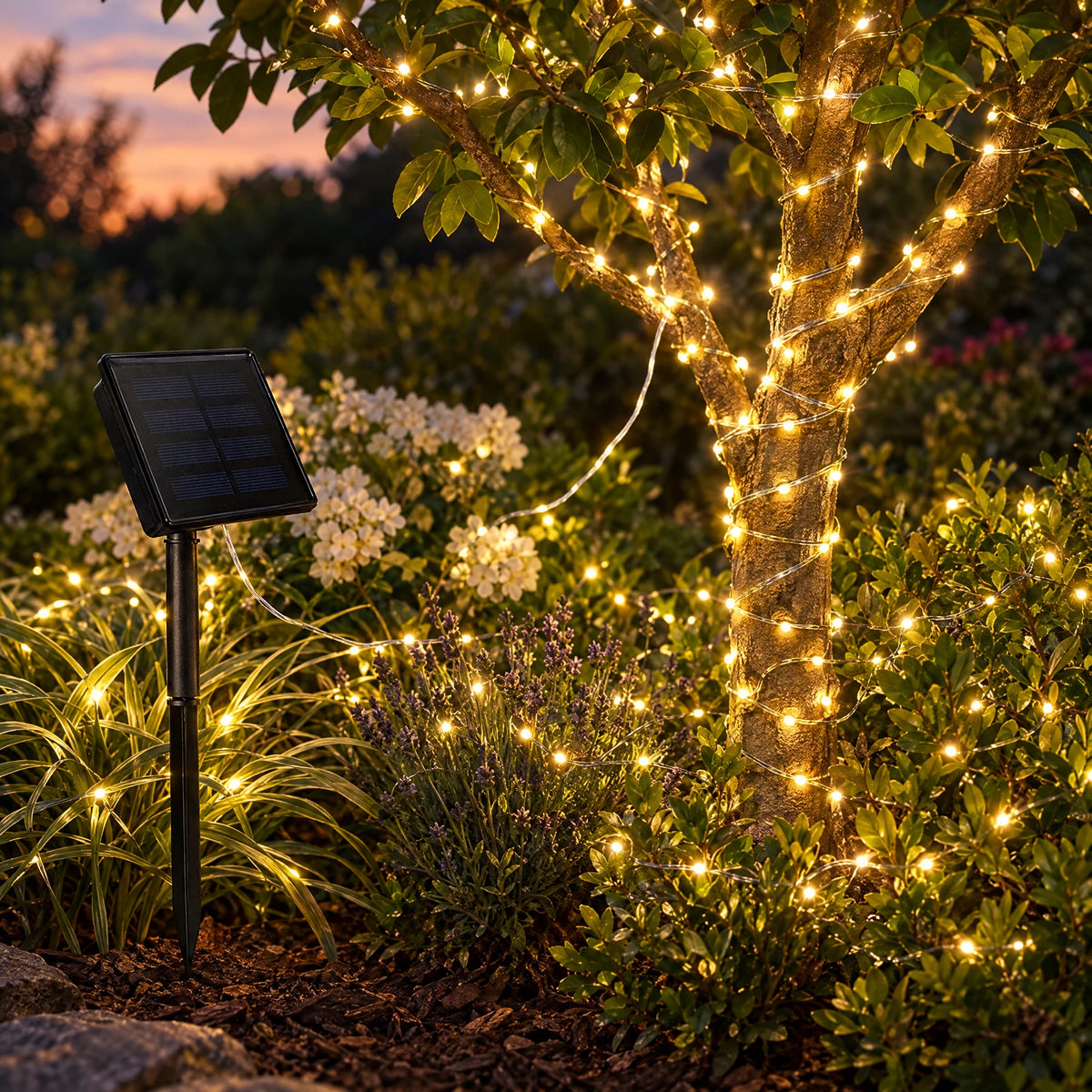 Solar Fairy Lights on Copper Wire - Warm White