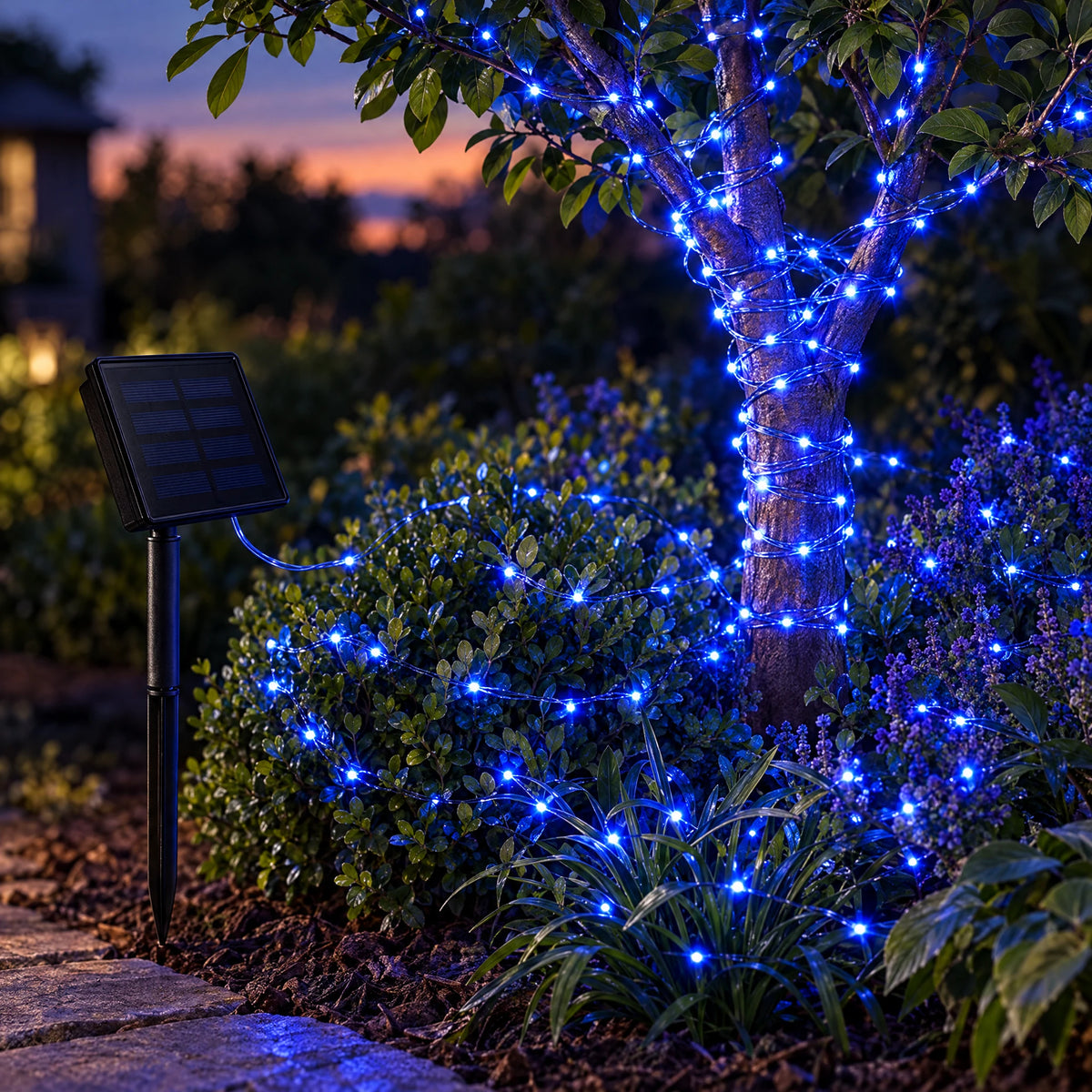 Solar Fairy Lights on Copper Wire - Blue