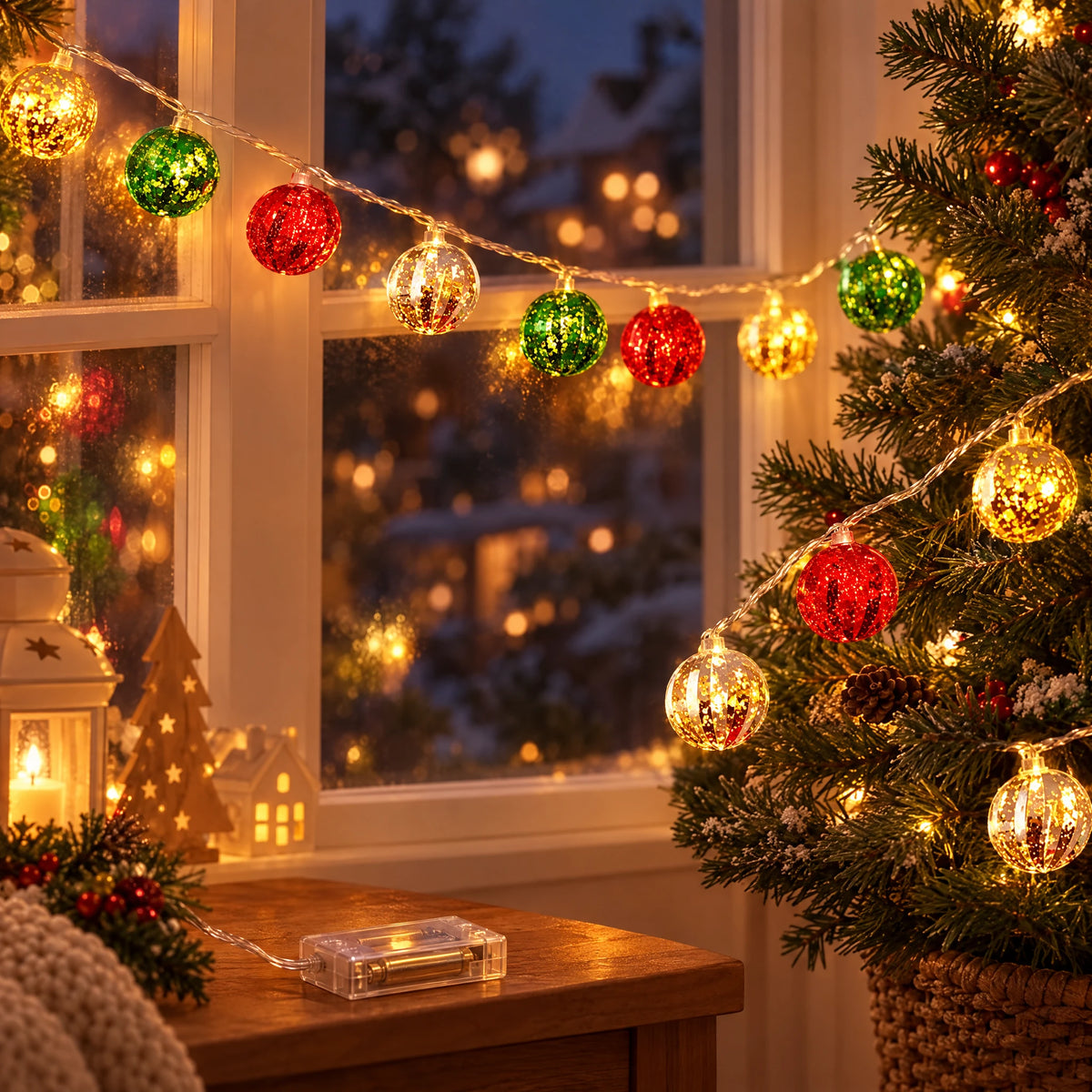 Christmas LED String Lights - Diamond Christmas Ball - Battery