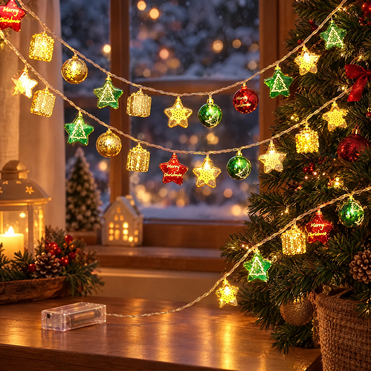Christmas LED String Lights - Christmas Gold-Plated Gift Package - Battery